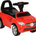 Aosom Kids Ride On Push Car, Foot-to-Floor Walking Sliding Toy Car for Toddler with Working Horn, Music, Headlights and Storage, Red