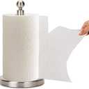 Paper Towel Holder Countertop, Standing Paper Towel Roll Holder for Kitchen Bathroom, with Weighted Base for One-Handed Operation (Stainless Steel Base, Brushed Nickel)