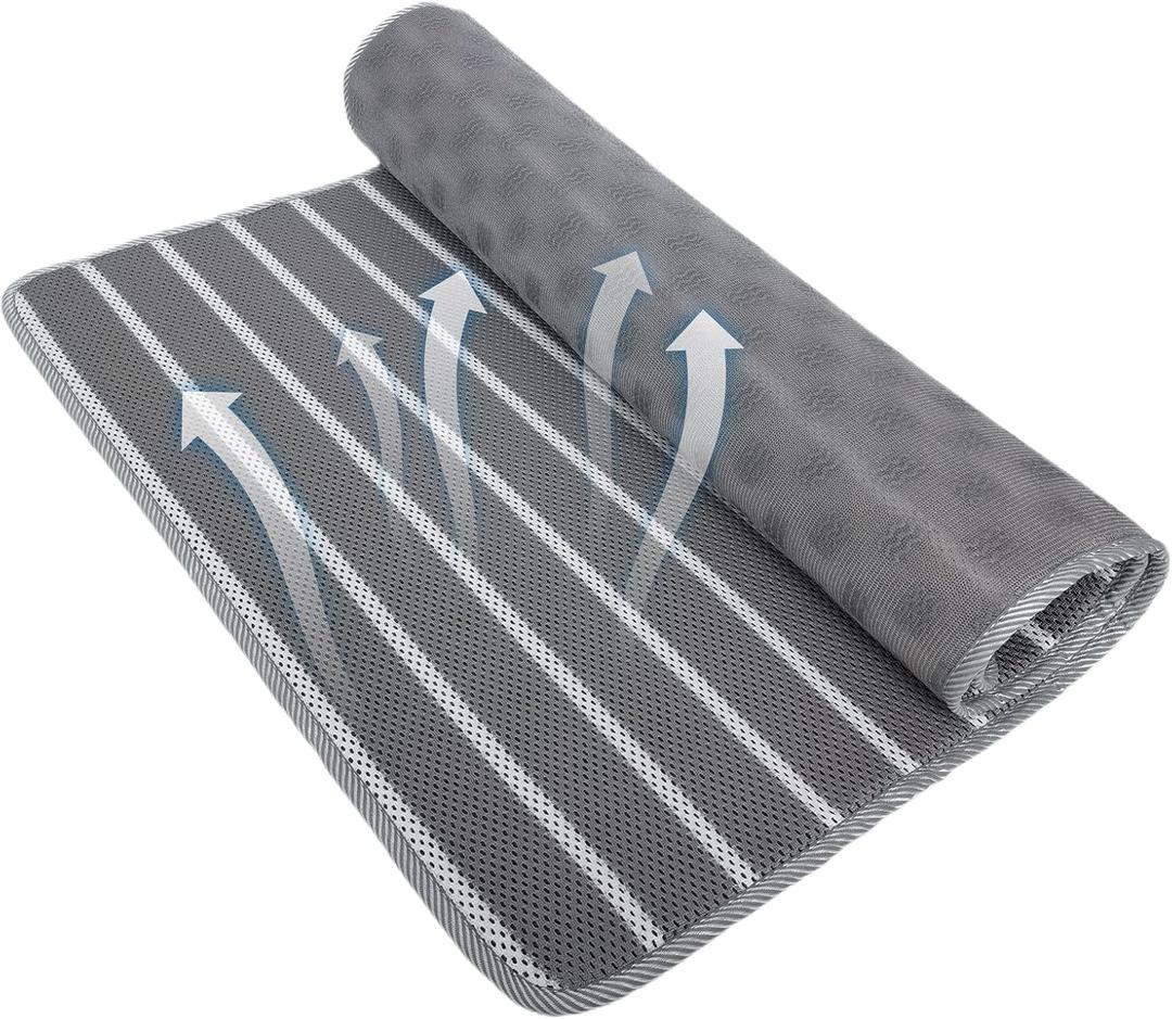 REEZEIVI Breathable Dog Crate Pad with Anti-Slip Bottom, 3D Air Mesh, Non-Stuffy Dog Sleeping Mat, Machine Washable (40x28, Silver Grey)