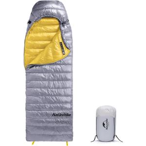Naturehike Ultralight Down Sleeping Bag, 650FP Backpacking Sleeping Bag for Adults, 42 Waterproof Sleeping Bags for Camping, Hiking, Traveling with Compression Sack (Large, Gray-650FP-Duck)