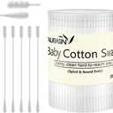 Baby Cotton Swabs, Paper Sticks Cotton Buds for Baby Ear Nose Clean-200Pcs(Spiral & Round)