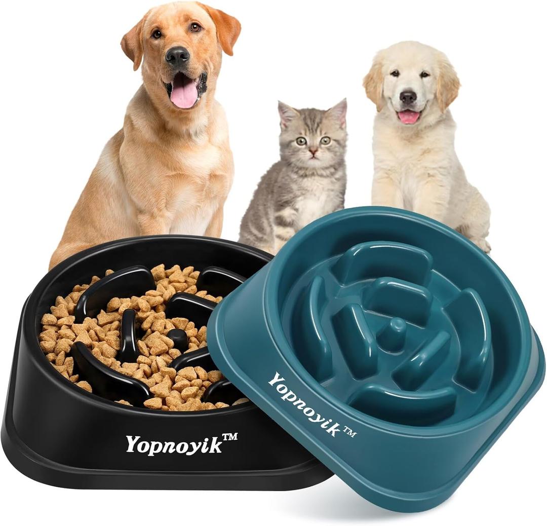 2 Pack Slow Feeder Dog Bowls for Healthy Eating, Non-Slip and Anti-Choking Design, Reduces Bloating & Overeating for Small & Medium Dogs and Cats, Easy to Clean