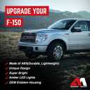 AMERICAN MODIFIED Raptor Style Mesh Grill with Amber LED Lights and Emblem Base Compatible with 2009 to 2014 Ford F150 Models, Matte Black