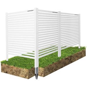 Air Conditioner Fence - 48" W x 48" H Trash Can Fence, Easy Assembly Privacy Fence Panels for Outside, Decorative Screen for AC Units & Pool Equipment, White Vinyl Fence 3 Panels