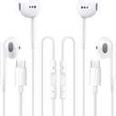 2 Pack USB C Headphones for iPhone 15 Earbuds Type C Wired Earphones with Mic & Remote Control Noise Cancelling for iPhone 16 pro, iPad Pro, Galaxy S23/S22/S21/S20/Ultra Note 10/20, Pixel 7/6/6a/5/4