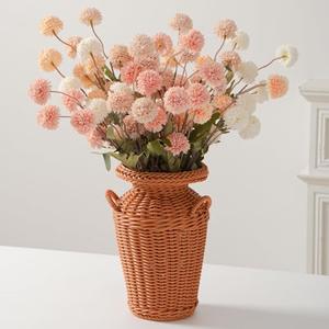 trytuny Fake Fall Flowers for Vase, Faux Silk Kiku Mums, Artificial Pom pom Floral Bouquets Indoor Centerpiece Office Coffee Table Boho Home Decorations (12, Mixed Cream)