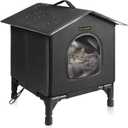 Rest-Eazzzy Cat House for Indoor and Outdoor Cats in Summer, Waterproof, Fully Insulated Shelter for Stray and Feral Cats, Great for Cat Houses for Outdoor and Cat Beds for Indoor Cats (Black, Small)