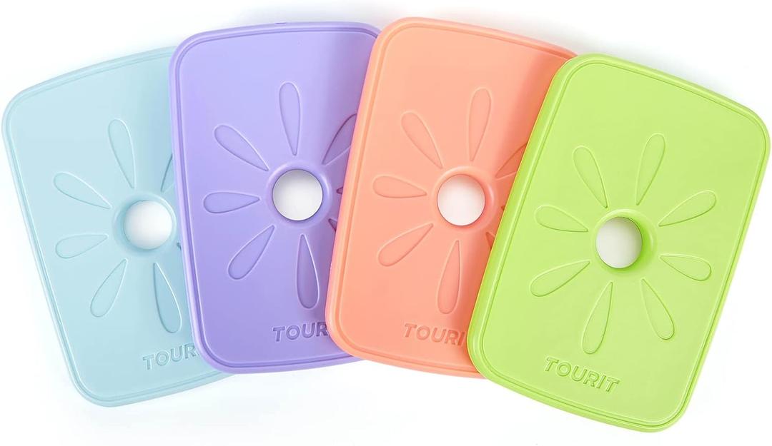 TOURIT Ice Packs for Lunch Boxes/Bags and Coolers, Lunch Box Cooler Ice Packs Reusable, Slim and Long Lasting Cool Pack for Work, Picnic or Camping (01-Multiple-4Pack)