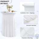 1 Pack White Spandex Stretch Round Table Covers with Skirt - 24x43 Inch Fitted Elastic Cocktail Tablecloth for High Top Bar, Party & Wedding Decor, White