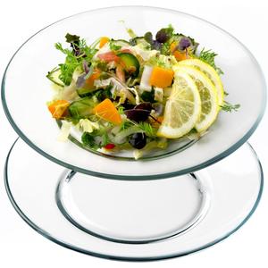 NUTRIUPS 2 Pack 9 inch Tempered Glass Dinner Plates, Clear Salad Plates Dishwasher and Microwave Safe