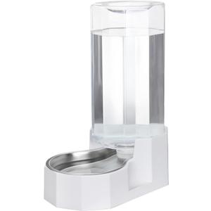 RIZZARI Automatic 9L Gravity Stainless Steel Pet Waterer, Fortunate Angular Water Feeder with Edges, Safe and Large Capacity, Suitable for Small and Medium-Sized Cats and Dogs (9L with Filter), White