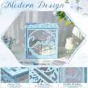 OurWarm Blue Wedding Card Box with Acrylic Window, PVC Gift Card Box for Wedding Decorations Reception, Envelope Money Gift Boxes for Party Baby Shower Anniversary Graduation Birthday Bridal Decor