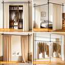 Room Divider Curtain Rod - Heavy Duty Adjustable Curtain Rod for Room Separation, Privacy Room Divider for Bedroom, 10-11ft(H) 58-116inch(W),Easy Install Wall Divider Curtain Rod, Black