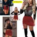 Avidlove Mini Skirts for Women Bodycon Casual Mini Skirts Adjust Drawstring Sexy Ruched Short Skirt Micro Club Skirt (S)