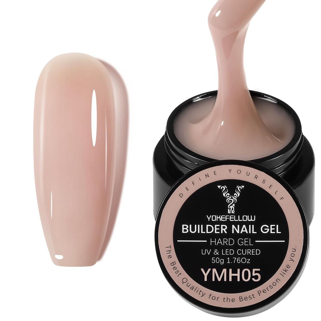 50g Builder Gel for Nails, Long-Lasting Soak-Off Nail Extension Gel for Beginners & DIY Home Salon Manicure(YMH05-Light Apricot Nude)