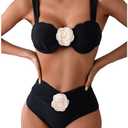 Floerns Women's 3D Flower Push Up Bikini Set High Waisted 2 Piece Bathing Suit, Size: L