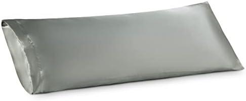 Bedsure Satin Body Pillow Pillowcase - Similar to Silk Body Pillow Cover Case with Envelope Closure,Cooling and Silky Long Pillowcase for Hair and Skin,Grey,20x54 Inches