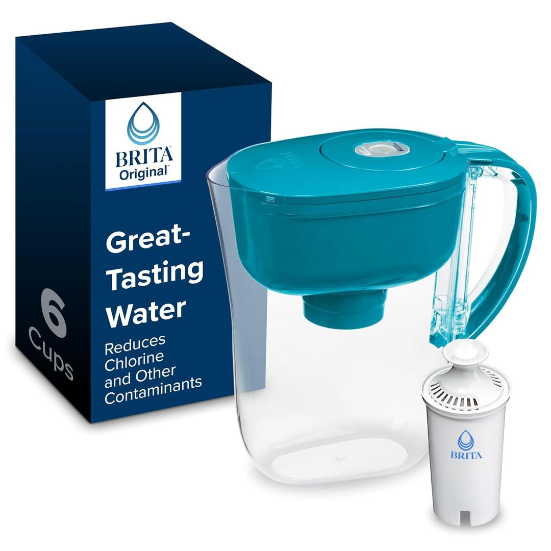 Brita Metro Water Filter Pitcher with SmartLight Change Indicator, BPA-Free, Replaces 1,800 Plastic Water Bottles a Year, Lasts Two Months, Includes 1 Filter, Small - 6-Cup Capacity, Turquoise