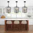 Lanhall 4-Light Dining Room Light Fixture Over Table Black Farmhouse Chandelier Metal Modern Pendant Light for Kitchen Island Dining Room Living Room Foyer Entryway-Brushed Nickel