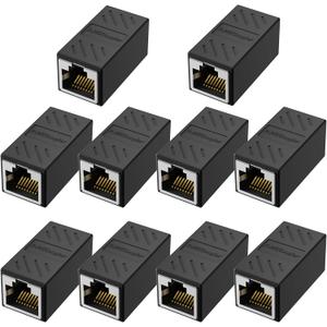 Jadaol RJ45 Coupler, Ethernet Coupler Inline Coupler for Cat8/Cat7/Cat6/Cat5e, 1000Mbps Ethernet Extender Adapter LAN Connector for Router Modem Switch Network Extension, Female to Female 10Pack Black