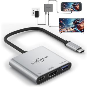 Switch 2 Dock 4K@60Hz TV Adapter Portable TV Docking usbc to hdmi Station for Switch 1/2 /OLED/Steam Deck/3 in 1 100W PD / USB3.0 / HDMI2.0 Type c Hub (Compatible with Switch2 v22.1.0)