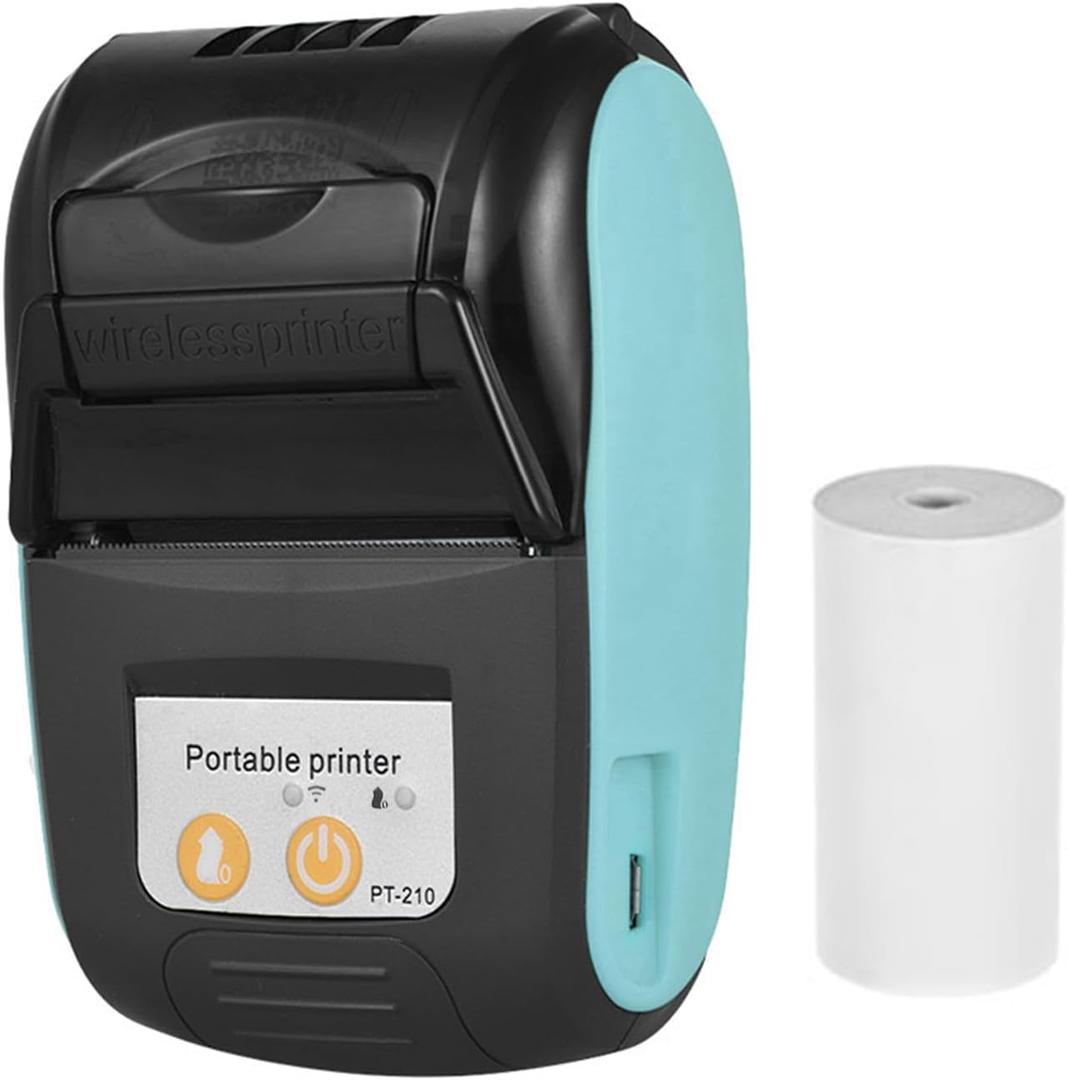 Thermal Receipt Printer, PT-210 58mm Portable Thermal Printer Handheld Ticket Bill Printer for Retail Stores Restaurants Factories Logistics Small Business,1 Paper Roll