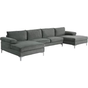 Casa AndreaMilano Modern Large Velvet Fabric U-Shape Sectional Sofa, Double Extra Wide Chaise Lounge Couch