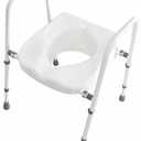 Raised Toilet Seat, Adjustable Height and Width Elevated Toilet Seat with Handles, Commode Chair for Toilet, Extra-Wide Seat, Bedside Commode, White