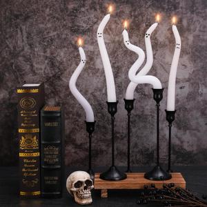 5 Pcs Halloween Ghost Taper Candles Funny Ghost Expression Twisted Wax Candles Decoration for Home Indoor Trick or Treat Party Table Supplies