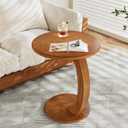 Tribesigns Small Round End Table for Living Room, C-Shaped Sofa Side Table for Couch, Retro Boho Bedside Nightstand, Brown (18.89"D x 18.89"W x 23.62"H)