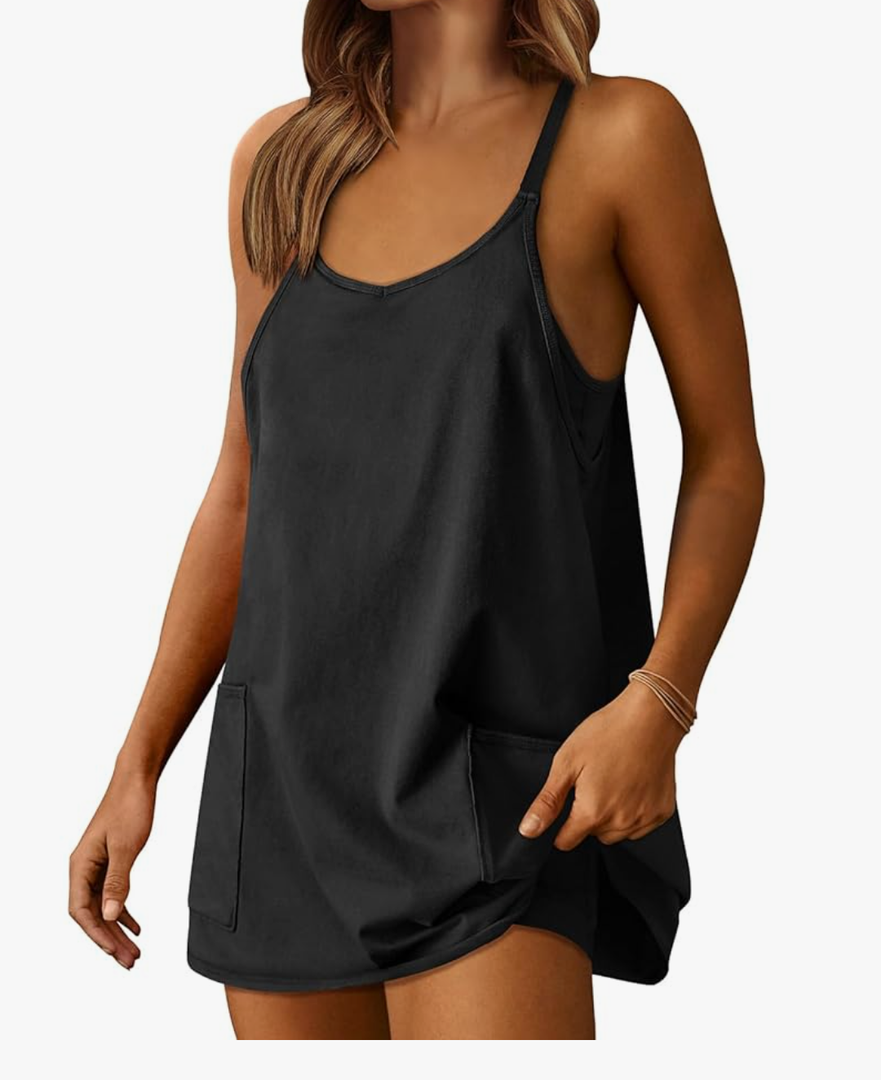 ANRABESS Women Athletic Dress Summer Tennis Workout Active Sports Mini Romper Dress Built in Shorts Travel Vacation Clothes, Large