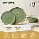 Stoneware Dinnerware Sets for 8, Reactive Glaze Plates and Bowls, Green