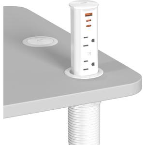 2 Inch Pop Up Outlet for Countertop,Power Grommet 2-inch Desk Wire Hole Insert,20W USB C,2 Outlets,2 USB C/1 USB A,Recessed Outlet,Desk Charging Station (White, 6 FT Cable)