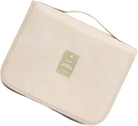 2 Pcs Travel Cosmetic Bag Makeup Bags Multipurpose Makeup Pouch Wash Bag Holiday Necessities Fold, Beige