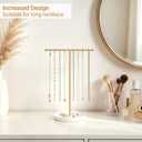 Mkono Necklace Holder Organizer, T-Bar Gold Jewelry Display Stand Wood Base