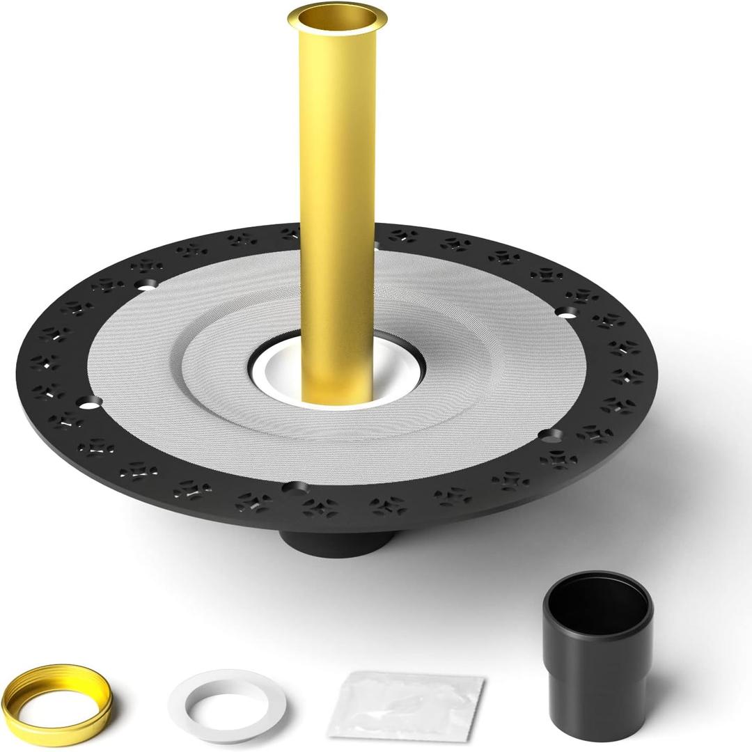 Freestanding Tub Drain Rough-in Kit, Freestanding Bathtub Drains Installation Free Standing Tub Drain Kits with 12 Inch Flange Base, ABS & Brass Pipe, CUPC Certification (Black)