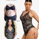 FeelinGirl Shapewear Bodysuits for Women Lace Shapewear Tummy Control V-Neck Sleeveless Bodysuit Tops Jumpsuit (Black, L)