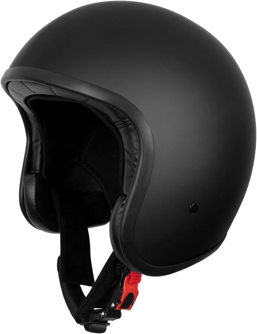 Westt Open Face Motorcycle Helmet DOT Approved Moped Scooter Cruiser 3/4 Half Helmet with Washable Padding and Quick Release Buckle for Men Women Model Vintage (Matt black), M