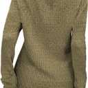 Danedvi Women Fashion Autumn Winter Pullover Sweater Round Neck Honeycomb Knitting Pattern Slim Fit Knitwear Tops (Green)