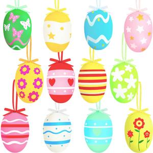 3 x Easter Tree Decorations,Hanging Easter Egg Ornaments for Tree Decorations Indoor Outdoor 12Pcs