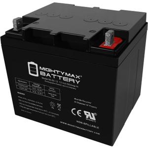 Mighty Max ML50-12 -12 Volt 50 AH, Nut and Bolt (NB) Terminal, Rechargeable SLA AGM Battery