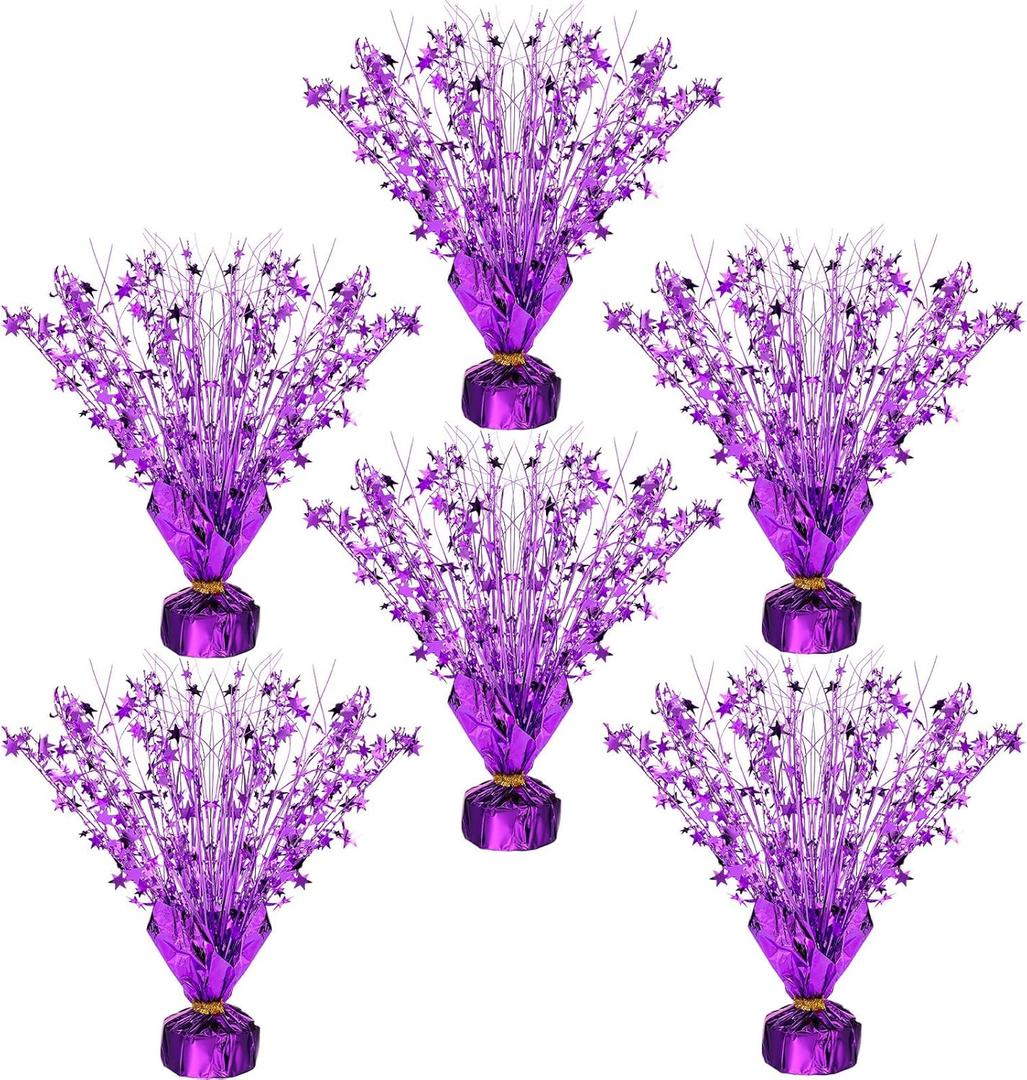Crowye 6 Pcs Metallic Foil Spray Centerpiece Christmas Party Star Fall Table Decoration Table Decor for Birthday Party Season Holiday(Purple,Small Star)