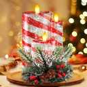 Christmas Snow Globe Flameless Candle, LED Lighted Electric Snow Globe with Spinning Glitter, Christmas Candles Battery Operated, Xmas Tabletop Decor for Adults Gifts (Candy Color)