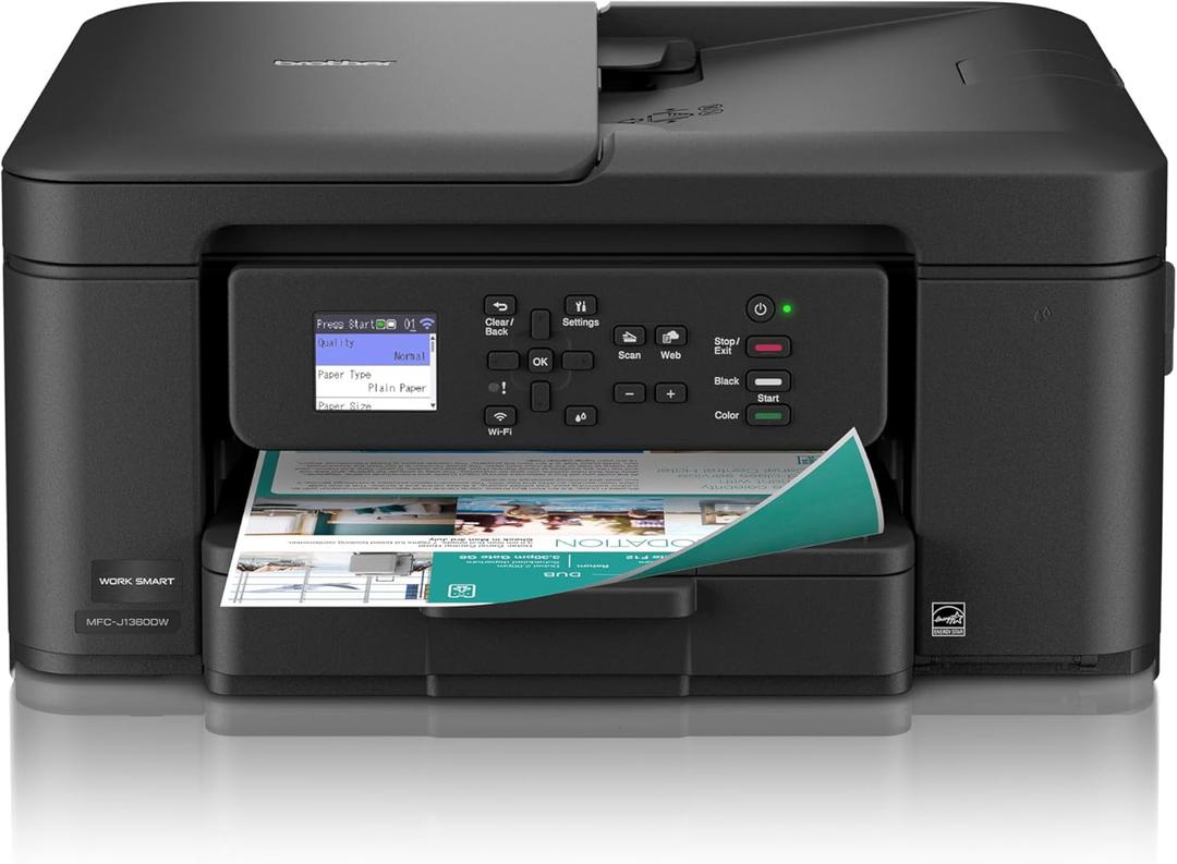 Brother Work Smart 1360 Wireless Color Inkjet All-in-One Printer with Automatic Duplex Printing and 1.8 Color Display | Includes Refresh Subscription Trial(1) (MFC-J1360DW) (Uses LC501 Series Inks)