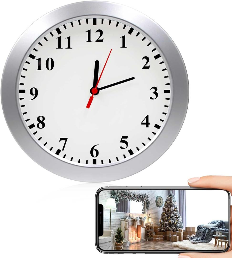 WiFi Wall Clock Camera 1080P, Indoor Security Camera with Motion Detection, Mini Wireless Cam with APP Control, Pet Surveillance for Home Security, Indoor, Office