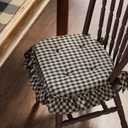 VHC Brands Chair Pad 16.5x18, Cotton Dining Room, Kitchen Chair Pads, Seat Cushion with Ties, Tucked, Black Check Collection, Rectangle 16.5x18, Country Black, 1 Pack