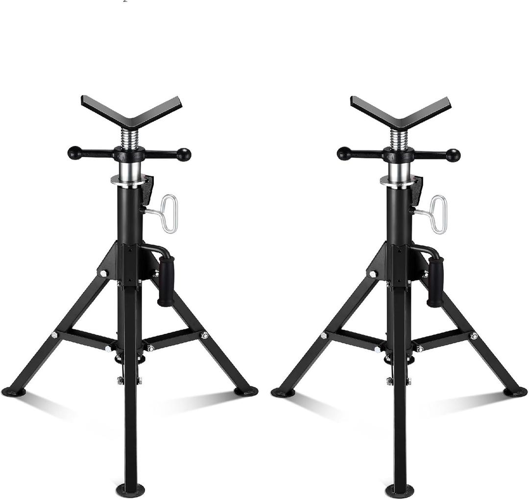 2PCS Pipe Jack Stand, Heavy Duty Pipe Stand, 2500LB Jack Stands Carbon Steel with Portable Folding Legs 28-52 Inch Height Adjustable 1/8"-12" Capacity