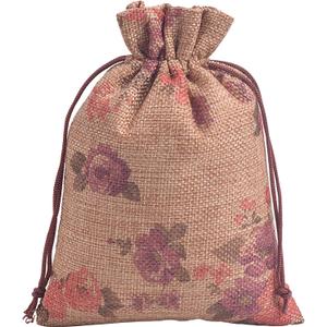 2 x Sansam 20pcs Drawstring Burlap Gift Bags, 4.0x5.6'' Camel Flower Patterns Jute Bags for Jewelry, Party, Gift Packaging