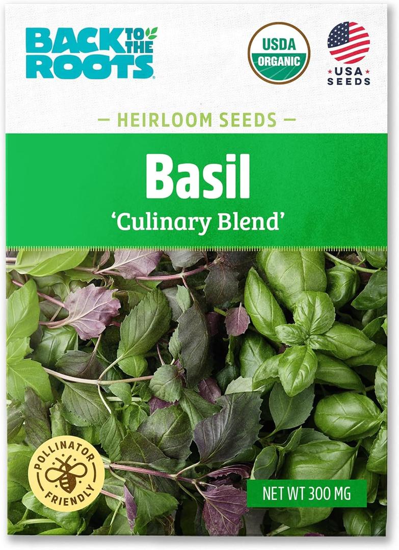5 x Back to The Roots 100% Organic Seed Packet - Basil 'Culinary Blend' 300mg