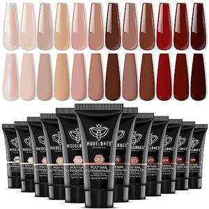 modelones Poly Nail Extension Gel 12 Colors Fall Winter Autumn Nude Skin Tone Red Classic Colors Nail Art Design Salon Gift for Women